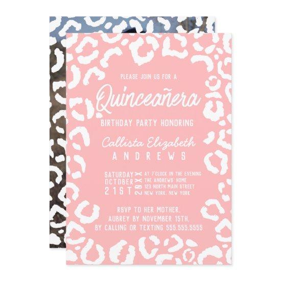 White Coral Cheetah Leopard Quinceañera Photo