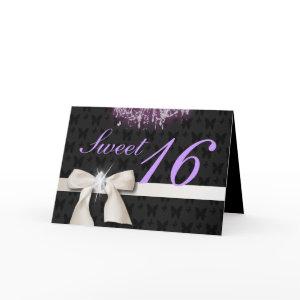 White Diamond Bow Sweet 16 Card