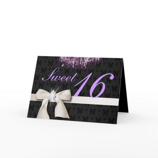 White Diamond Bow Sweet 16 Card