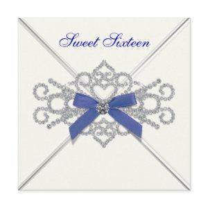 White Diamonds Navy Blue Sweet 16 Birthday Party