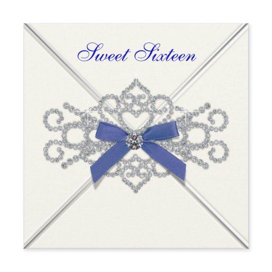 White Diamonds Navy Blue Sweet 16 Birthday Party