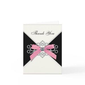 White Diamonds Pink and Black Thank You