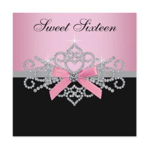White Diamonds Pink Black Sweet 16 Birthday Party