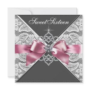 White Diamonds Pink Black Sweet 16 Birthday Party