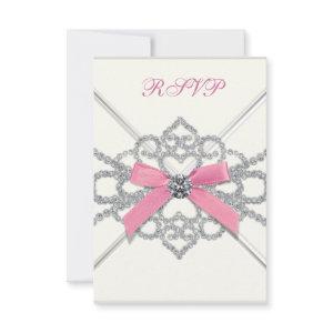 White Diamonds Pink Sweet 16 Birthday Party RSVP Card