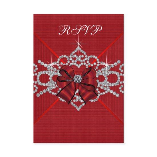 White Diamonds Red Sweet 16 Birthday Party RSVP