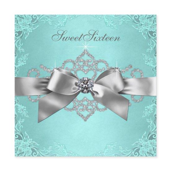 White Diamonds Teal Blue Birthday Party