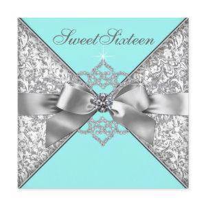 White Diamonds Teal Blue Birthday Party