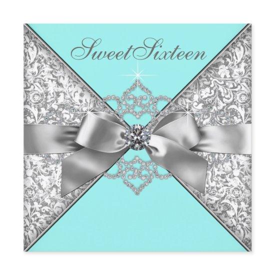 White Diamonds Teal Blue Birthday Party
