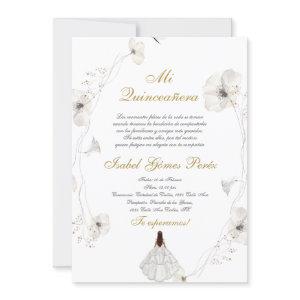 White dress Quinceanera silhouette spanish
