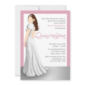 White Dress & Tiara Pink Quinceañera