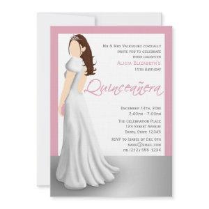 White Dress & Tiara Pink Quinceañera