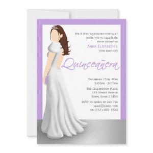 White Dress & Tiara Purple Quinceañera