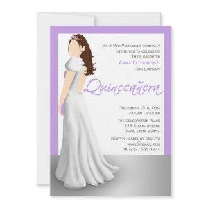 White Dress & Tiara Purple Quinceañera