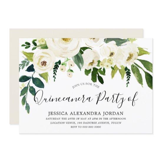 White Floral Cream Quinceanera 15th Birthday Party