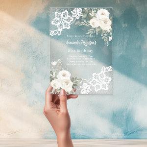 White floral lace birthday acrylic