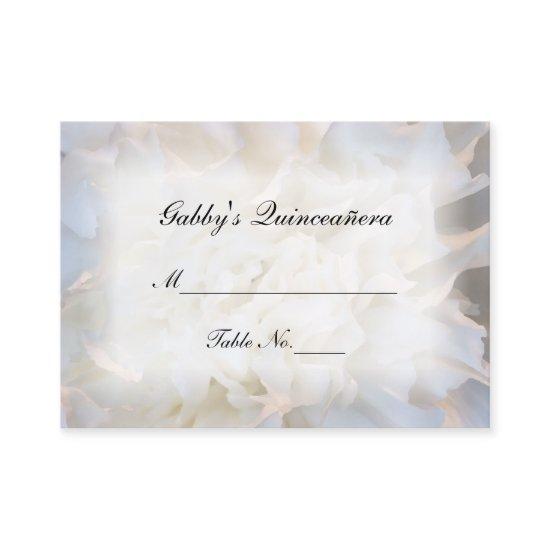White Floral Quinceañera Place Card