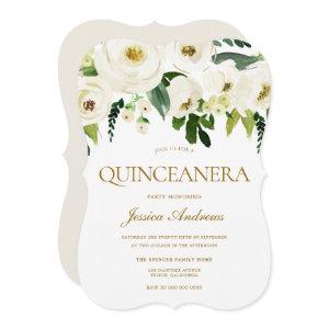 White Flowers & Cream Quinceanera Party