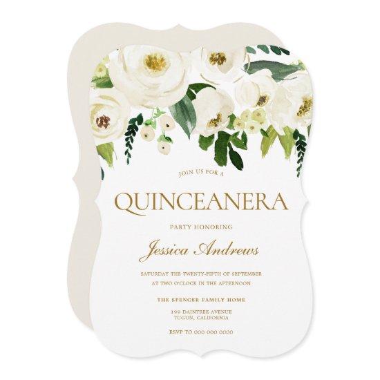White Flowers & Cream Quinceanera Party