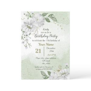 white flowers & green leaves birthday