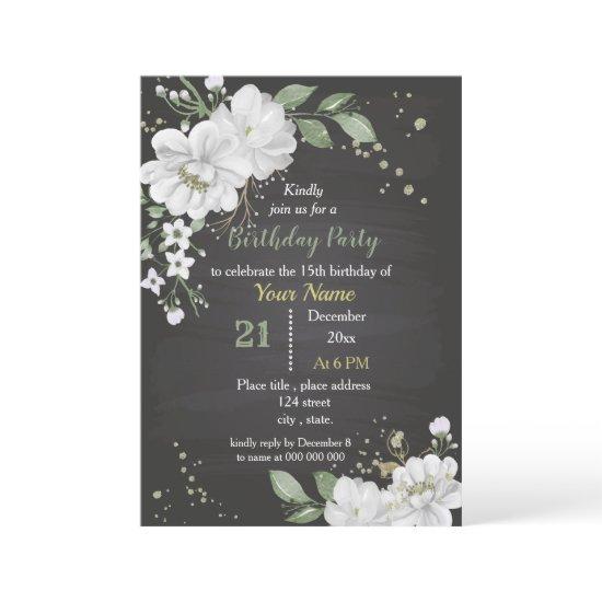 white flowers & green leaves birthday
