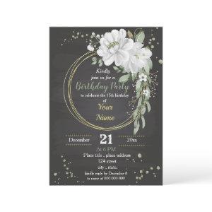 white flowers & green leaves wreath birthday