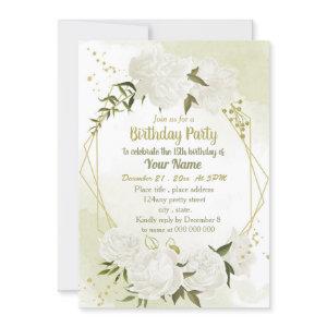 white flowers greenery geometric birthday party