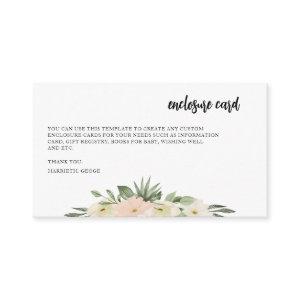 White Flowers Greenery Succulent Wedding Enclosure Card