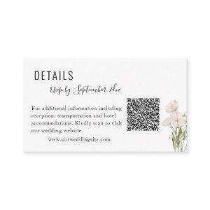 White Flowers Greenery Succulent Wedding Qr Code Enclosure Card