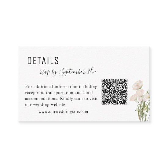 White Flowers Greenery Succulent Wedding Qr Code Enclosure Card