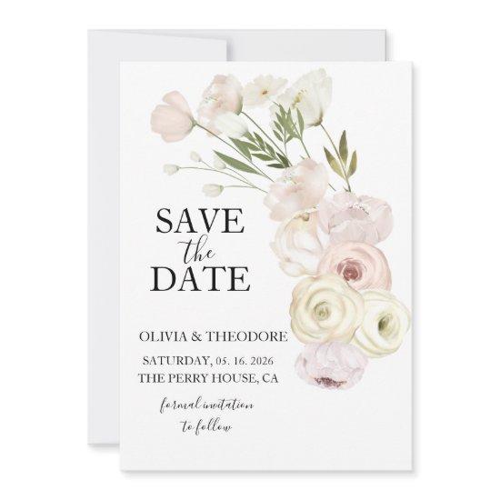 White Flowers Pampas Grass Greenery Succulent Save The Date