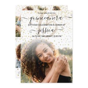 White Gold Confetti Photo Collage Quinceañera