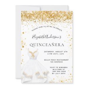 White gold dress glitter Quinceanera