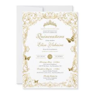 White Gold Elegant Baroque Regal Quinceanera