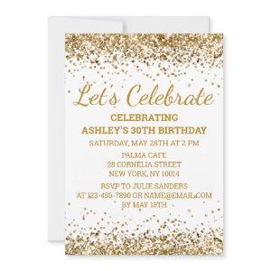 White & Gold Glitter 30th Birthday Let's Celebrate