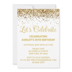 White & Gold Glitter 30th Birthday Let's Celebrate