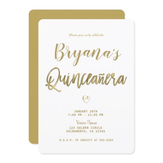 White & Gold Modern Minimal Chic 15 Quinceañera