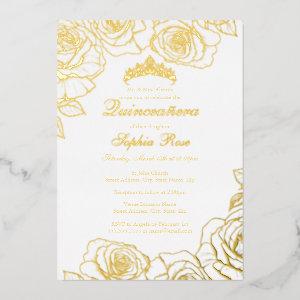 White Gold Rose Garden Quinceanera  Foil