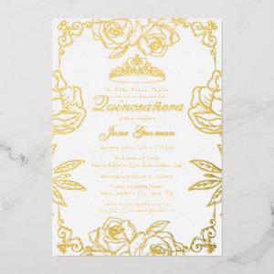 White Gold Rose Garden Quinceanera Foil