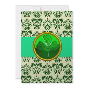 WHITE GREEN  DAMASK WITH SHAMROCK Silver