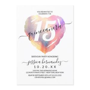 White Iridescent Foil Heart Balloon Quinceañera