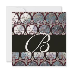 WHITE  MOTHER OF PEARL DAMASK CARNATIONS MONOGRAM