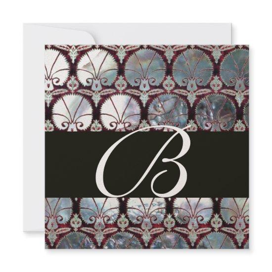 WHITE  MOTHER OF PEARL DAMASK CARNATIONS MONOGRAM