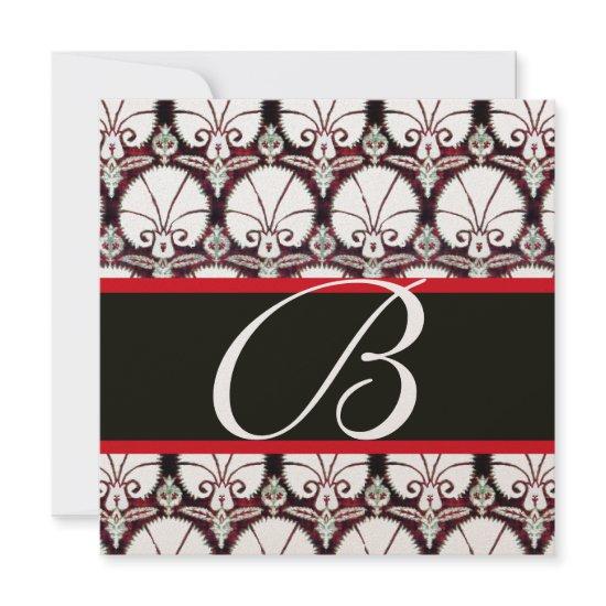 WHITE RED DAMASK CARNATIONS MONOGRAM champagne