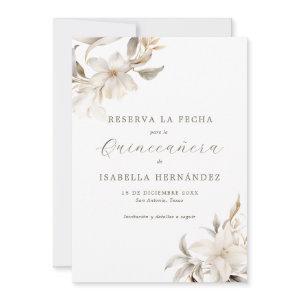 White Reserva la Fecha Spanish Quinceañera Save The Date