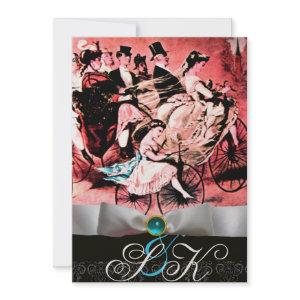 WHITE RIBBON AQUA BLUE BLACK DAMASK MONOGRAM