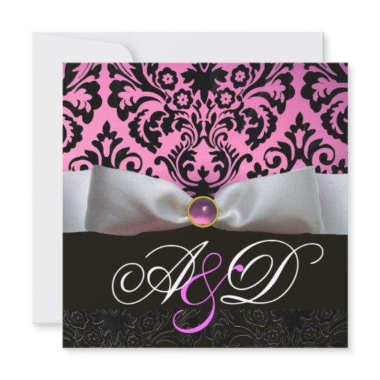 WHITE RIBBON PINK LILAC  BLACK  DAMASK MONOGRAM