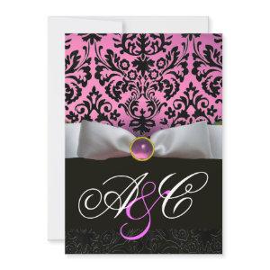 WHITE RIBBON PINK LILAC  BLACK  DAMASK MONOGRAM