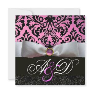 WHITE RIBBON PINK LILAC  BLACK  DAMASK MONOGRAM