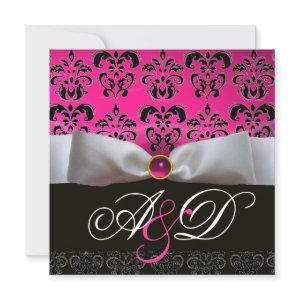 WHITE RIBBON PINK PURPLE BLACK  DAMASK MONOGRAM